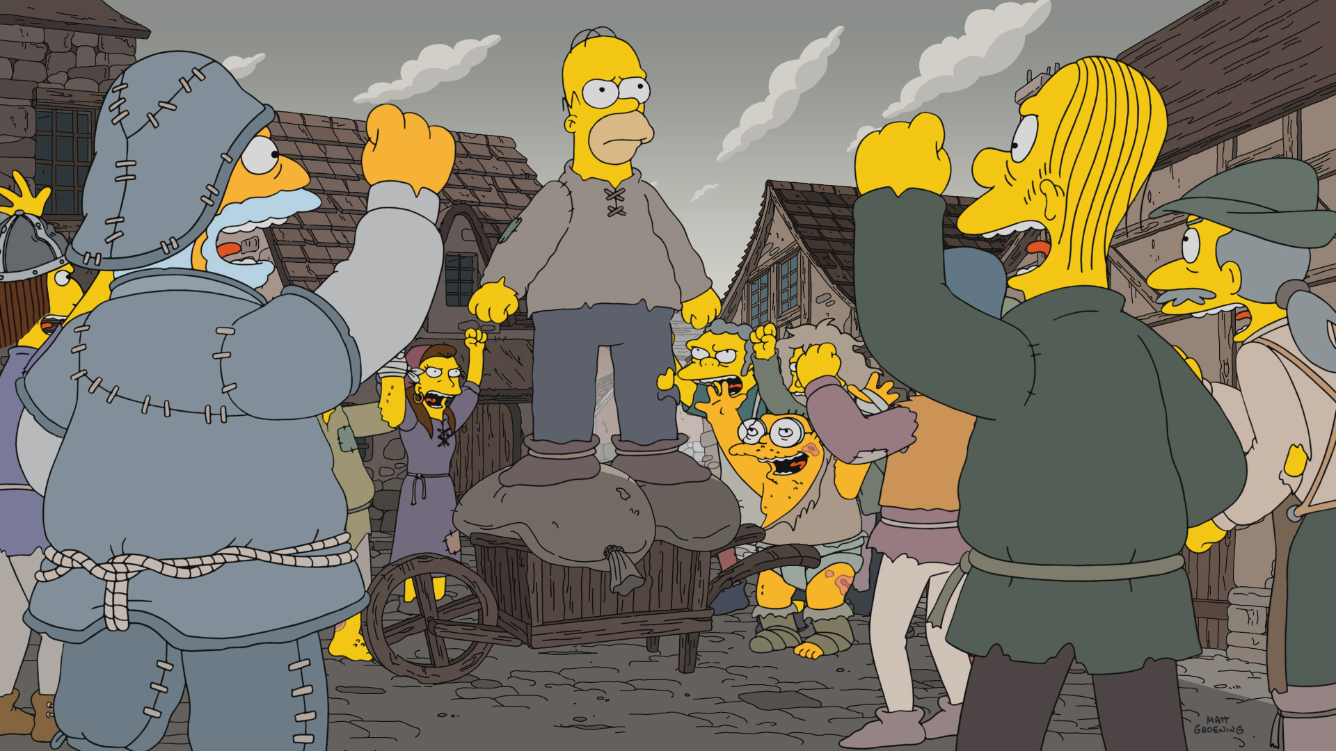 THE SIMPSONS: In a magical medieval world, Marge’s mother is turned into an Ice Walker and the only way for Homer to afford the cure is to force Lisa to use illegal magic. When the King discovers this, he kidnaps Lisa and Homer must lead a feudal uprising to save her in “ THE SERFONS” series premiere episode of THE SIMPSONS airing Sunday, Oct. 1 (8:00-8:30 PM ET/PT) on FOX. THE SIMPSONS ™ and © 2016 TCFFC ALL RIGHTS RESERVED. CR: FOX.