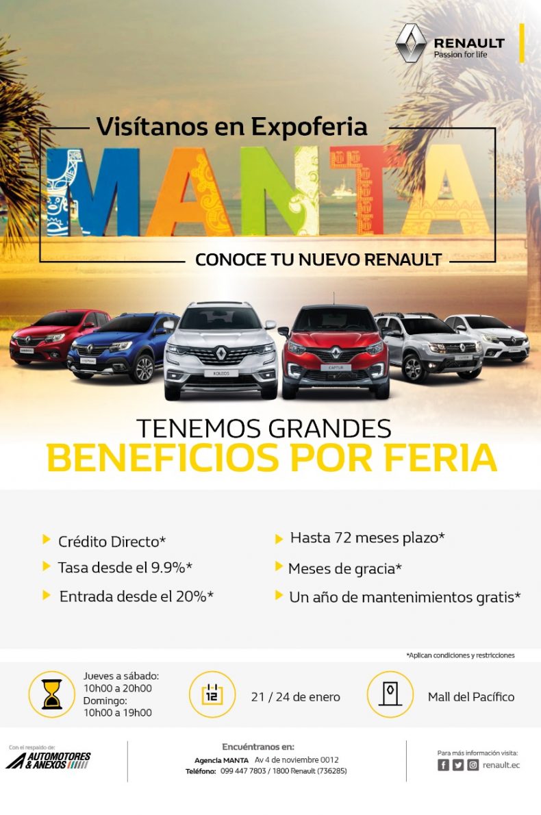 UNA NUEVA HISTORIA VIVIRÁ RENAULT EN LA EXPO AUTO MANTA 2021